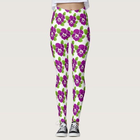 Lila Pansy Blume Thunder_Cove Leggings (Vorderseite)