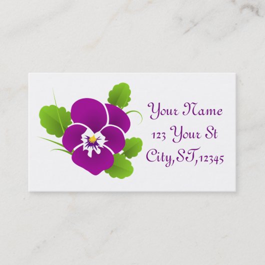 Lila Pansy Blume Thunder_Cove Visitenkarte (Vorderseite)