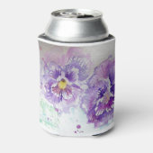 Lila Pansy-Blume Wasserfarbenmalerei Dosenkühler (Kanne Rückseite)
