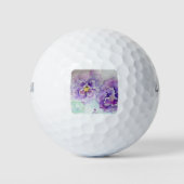 Lila Pansy-Blume Wasserfarbenmalerei Golfball (Vorderseite)