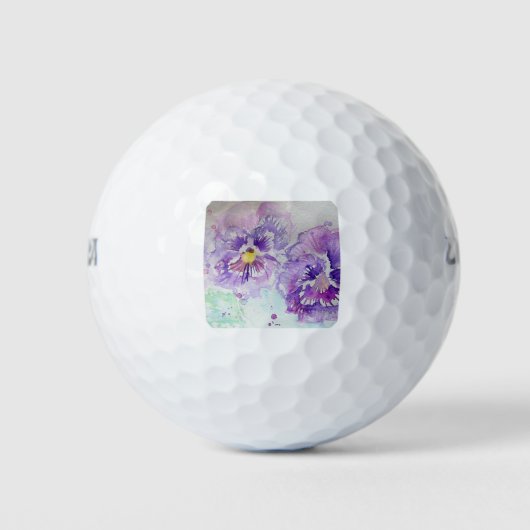 Lila Pansy-Blume Wasserfarbenmalerei Golfball (Vorderseite)