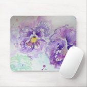 Lila Pansy-Blume Wasserfarbenmalerei Mousepad (Mit Mouse)