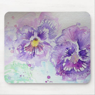Lila Pansy-Blume Wasserfarbenmalerei Mousepad