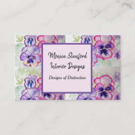 Lila Pansy Blume Watercolor Business Card Visitenkarte
