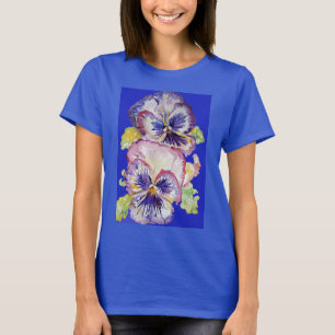 Lila Pansy Blumenmoor Wasserfarben Blume T-Shirt
