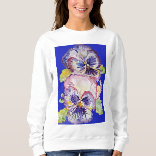 Lila Pansy Blumenmuster Wasserfarben Blume Sweatshirt