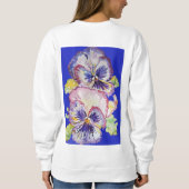 Lila Pansy Blumenmuster Wasserfarben Blume Sweatshirt (Rückseite)