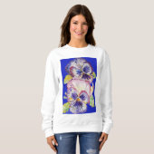 Lila Pansy Blumenmuster Wasserfarben Blume Sweatshirt (Vorne ganz)