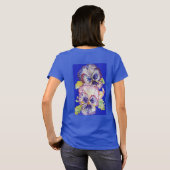 Lila Pansy Blumenmuster Wasserfarben Blume T-Shirt (Schwarz voll)