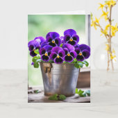 Lila Pansy Bouquet Geburtstag Karte (Gelbe Blume)