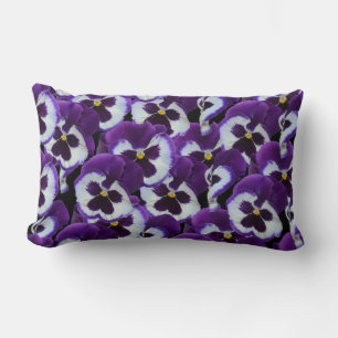 Lila Pansy Bouquet Lumbar Lounge Cushion Lendenkissen