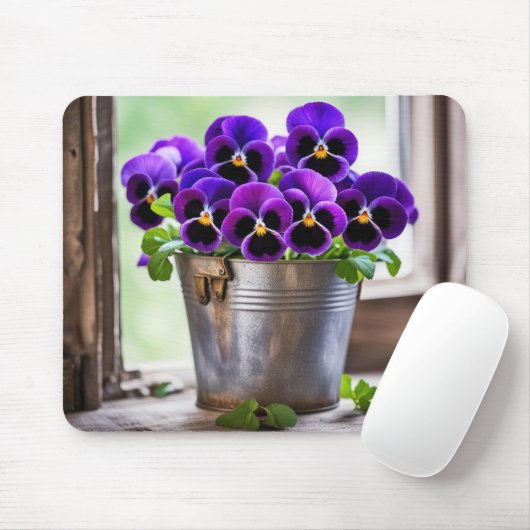 Lila Pansy Bouquet Mousepad (Mit Mouse)