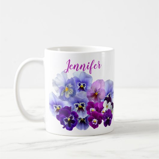 Lila Pansy Coffee Tasse Floral (Links)