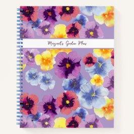 Lila Pansy Elegant Blumengarten SpiralNotebook Notizblock