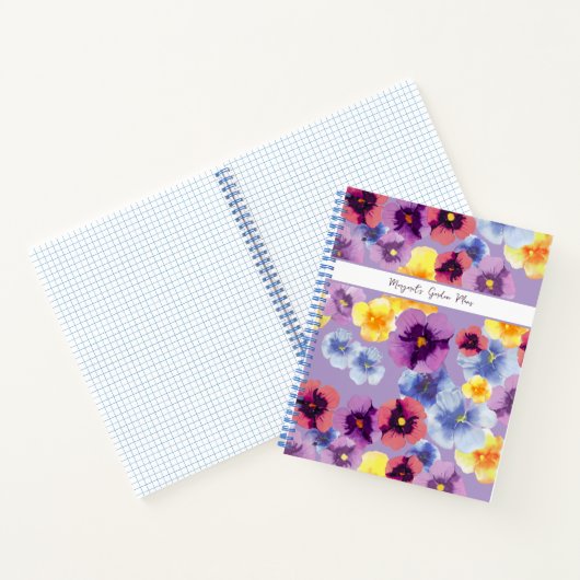 Lila Pansy Elegant Blumengarten SpiralNotebook Notizblock (Innenseite)