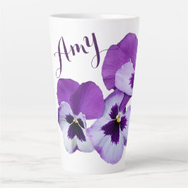 Lila Pansy floral Amy Name anpassbar boho Milchtasse