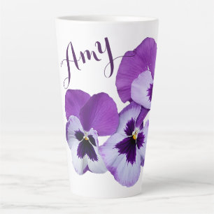 Lila Pansy floral Amy Name anpassbar boho Milchtasse