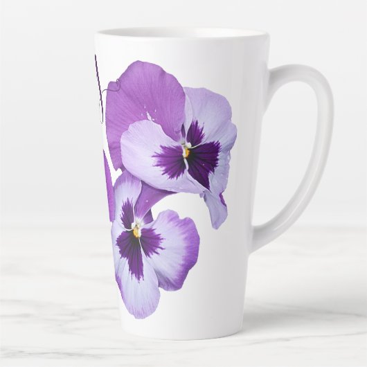 Lila Pansy floral Amy Name anpassbar boho Milchtasse (Rechts)
