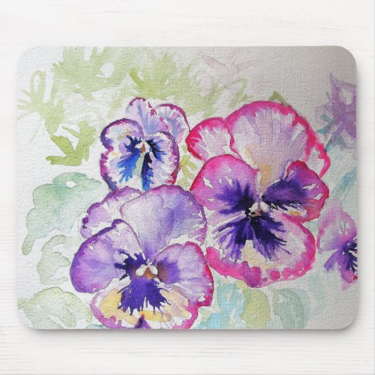 Lila Pansy Floral Blume Computermatte Pad Mousepad (Vorne)