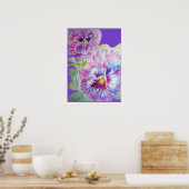 Lila Pansy Floral Blume Wasserfarben-Poster Poster (Küche)