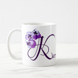 Lila Pansy floral boho, individueller Karenname Kaffeetasse