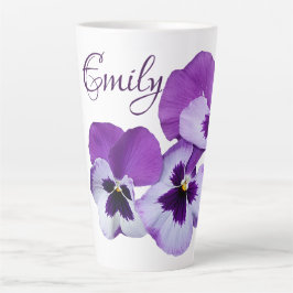 Lila Pansy floral Emily Name anpassbar boho Milchtasse