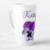 Lila Pansy floral Katie Name anpassbar boho Milchtasse (Linke Ecke)