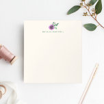 Lila Pansy Floral Personalisiert Notizblock<br><div class="desc">Notepad bietet eine lila Pansy-Blume und grüne botanische Akzente in hübschen Aquarellen auf einem ecru Hintergrund. Coordinieren Sie Visitenkarten,  Notizen und mehr in unserem Shop!</div>