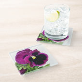 Lila Pansy Glasuntersetzer (Schrägansicht)