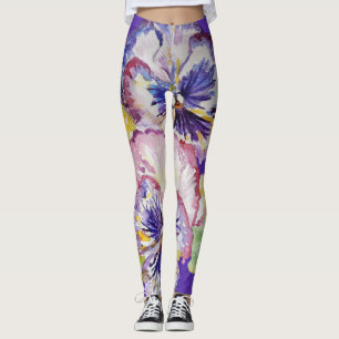 Lila Pansy große Pansy Floral Blume Leggings