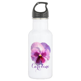Lila Pansy Individuelle Name Wasserflasche