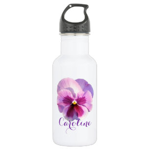 Lila Pansy Individuelle Name Wasserflasche