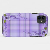 Lila Pansy Kariert Case-Mate iPhone Hülle (Rückseite (Horizontal))