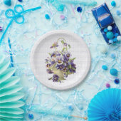 Lila Pansy-Korb auf Eyelet Lace Pappteller (Party)