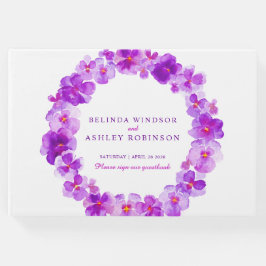 Lila Pansy-Kranz Aquarell HochzeitsGästebuch Gästebuch