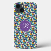 Lila Pansy Patch Girly Monogram Floral Pattern Case-Mate iPhone Hülle (Rückseite)