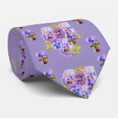 Lila Pansy Shabby Chic floral Mens Neck Tie Krawatte (Gerollt)