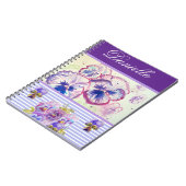 Lila Pansy Shabby Chic Wasserfarbe Rosa Blau Notizblock (Linke Seite)