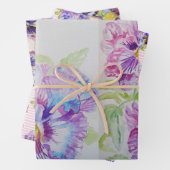 Lila Pansy Stiefmütterchen Blume Aquarellmalerei Geschenkpapier Set (Beispiel)