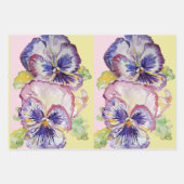 Lila Pansy Stiefmütterchen Blume Aquarellmalerei Geschenkpapier Set (Vorderseite)