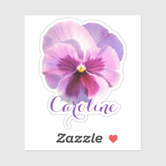 Lila Pansy Vorname Countour Aufkleber (Blatt)