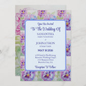 Lila Pansy Watercolor Blume Hochzeit Einladung (Vorne/Hinten)