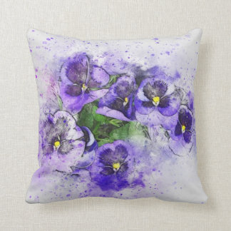 Lila Pansy Watercolor Kissen