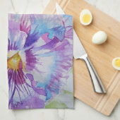 Lila Pansy Watercolor Womens Lavendel Violet Geschirrtuch (Viertel Falte)