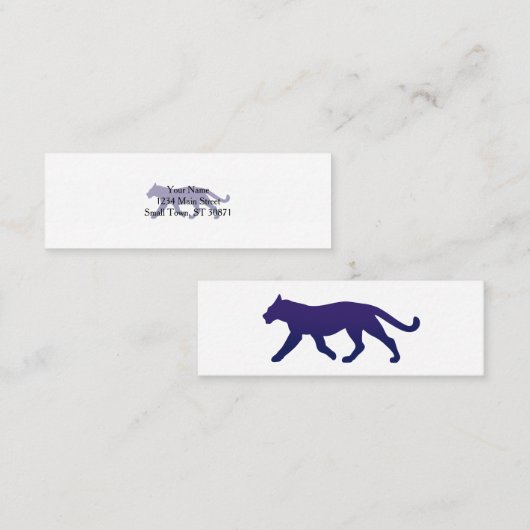 Lila Panther-Silhouette - Hintergrundfarbe auswähl Mini Visitenkarte (Vorne/Hinten)