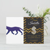Lila Panther-Silhouette - Wählen Sie Hintergrund c Einladung (Stehend Vorderseite)
