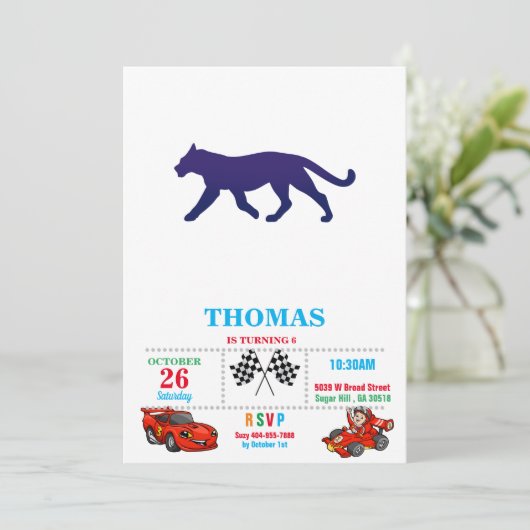 Lila Panther-Silhouette - Wählen Sie Hintergrund c Einladung (Stehend Vorderseite)