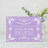 Lila Papagei-Picado-Blume Quinceañera Einladung (Stehend Vorderseite)