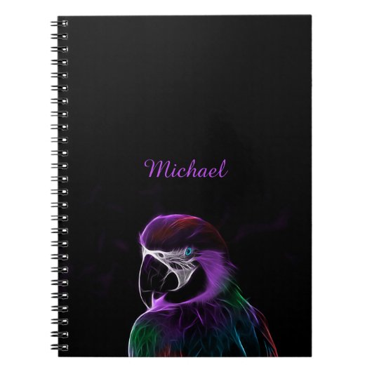 Lila Papageien-Fraktal Digital Notizblock (Vorderseite)