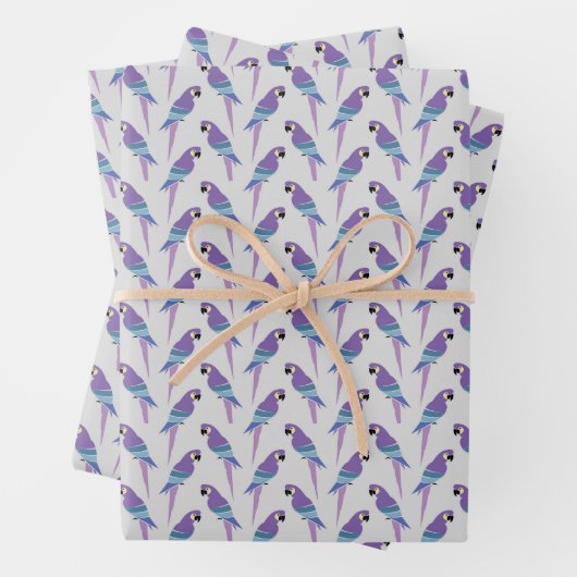 Lila Papageien Geschenkpapier Set (Beispiel)
